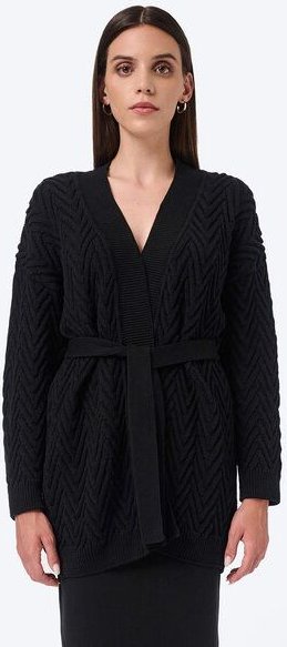 Mila.Vert Gestrickter Cardigan mit Fischgrätenmuster zum Wickeln