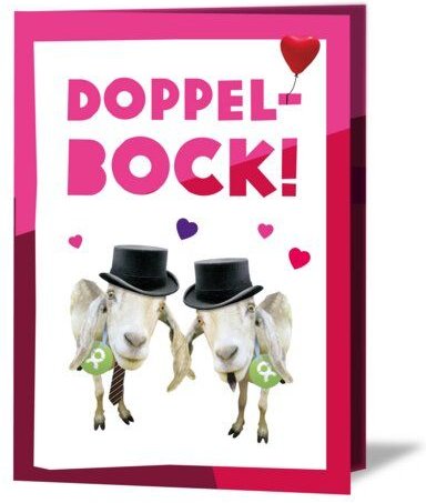 Thumbnail - OxfamUnverpackt Spenden-Geschenk "Ziegenpärchen er & er" (Grußkarte mit Magnet)