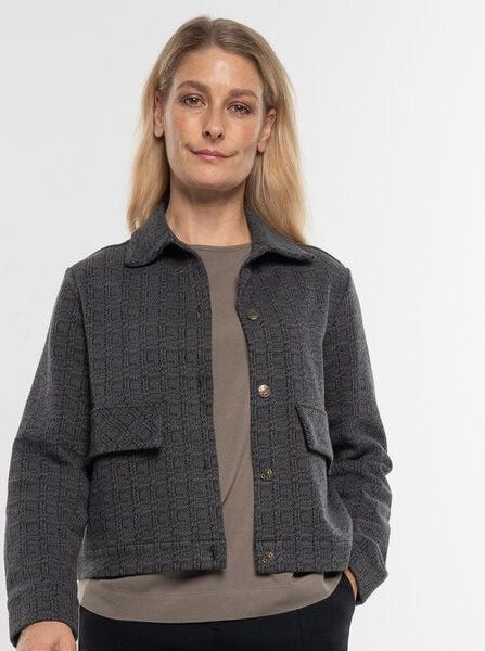 Thumbnail - Alma & Lovis Edle Jacke in Karo-Melange aus feiner Bio-Baumwolle | Karo Jacke