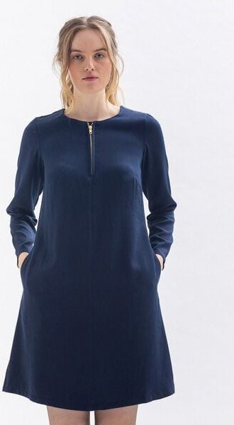 Studio Hertzberg Knielanges Kleid KLAA-RA aus Tencel in blau, grün und merlotrot