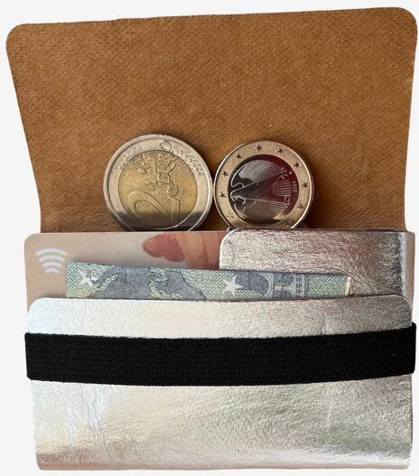 ANDERS & KOMISCH Slim Wallet mit Münzfach - Kartenetui - A&K TINY Silber