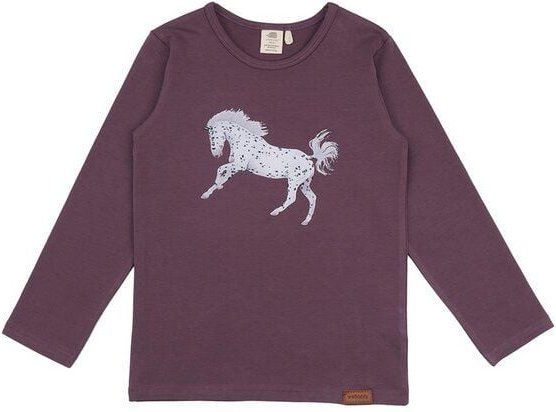 Langarmshirt Kinder Bio Baumwolle Pferde-Muster Lila Walkiddy - Nachhaltig & GOTS zertifiziert für Babys & Kleinkinder.