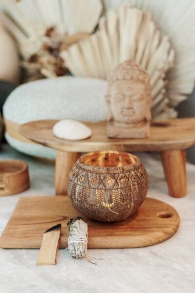 Balu Bowls Hippie Coconut Candle Holder I Hochwertiger Kokosnuss Teelichthalter