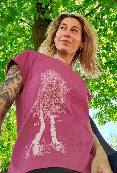 Life-Tree Organic Fairwear Shirt Women Faded Burgundy Birke