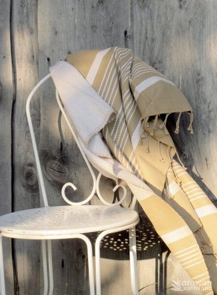 Karawan authentic Fouta Hamamtuch aus reiner Bio-Baumwolle 200 × 100 cm (Stil SAND)