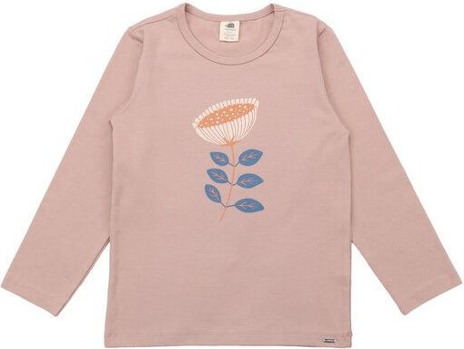 Kinder Langarmshirt GOTS zertifiziert, rosa, „Fancy Flowers“ Frontprint, weich & bequem – Walkiddy