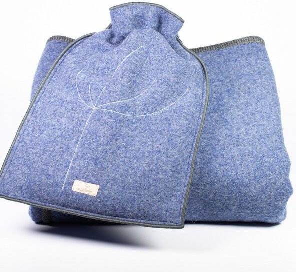 nahtur-design Baby- und Kinder - Wolldecke mit passender Ökowärmflasche im Set aus kuscheligem Flauschloden