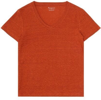 KnowledgeCotton Apparel T-Shirt mit V-Ausschnitt aus Bio-Leinen