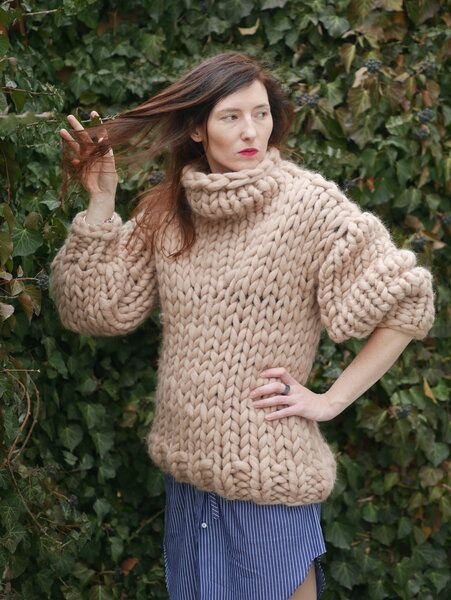 PANAPUFA 100% WOLLE chunky strickpullover