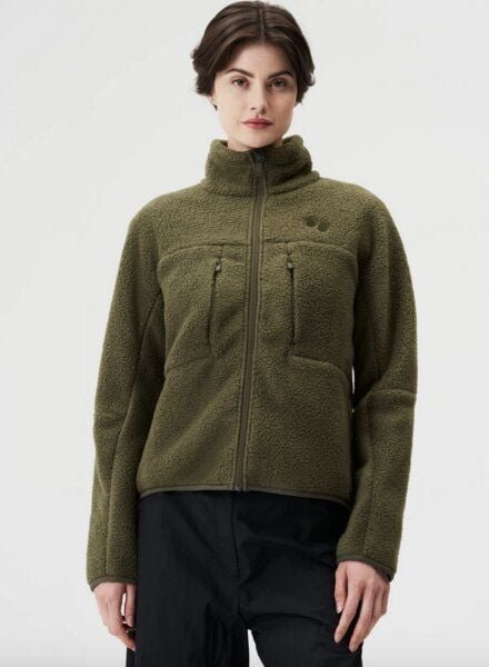 pinqponq Fleece Jacket - Eternal Olive - Peat black (Female)