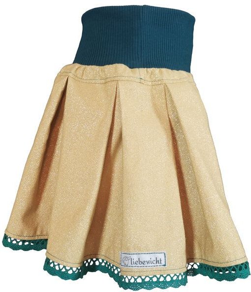 liebewicht Faltenrock Rock gold Glitzer für Mädchen aus Biobaumwolle