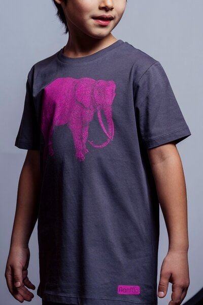 NanMa Bio-Baumwoll-Shirt Elefant | handbedruckt in Österreich | Kinder l regular Fit | grau | lokal & fair & vegan