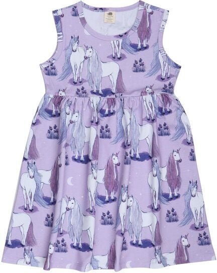 Baby Kleid GOTS zertifiziert Bio-Baumwolle Lila Einhorn-Print „Unicornland“ Kurzarm 95/5 Elasthan – Walkiddy