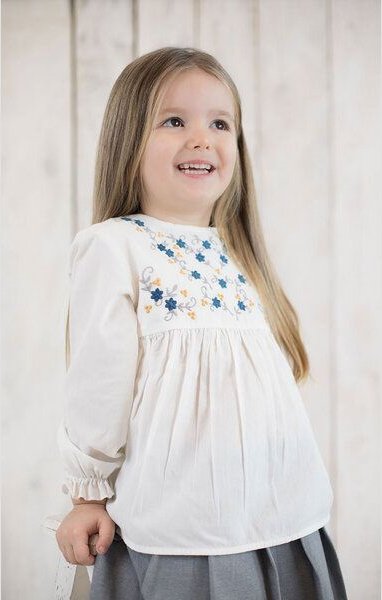 OrganicEra Bio Vual Baby Mädchen Tunika mit Stickerei, Weiß