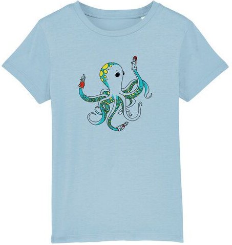 Spangeltangel Kinder-T-Shirt "Oktopus", bedruckt, Biobaumwolle