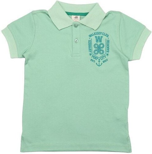 Mädchen Poloshirt GOTS zertifiziert, Bio-Baumwolle, hellgrün, „Meadow“, Kurzarm, weich – Walkiddy