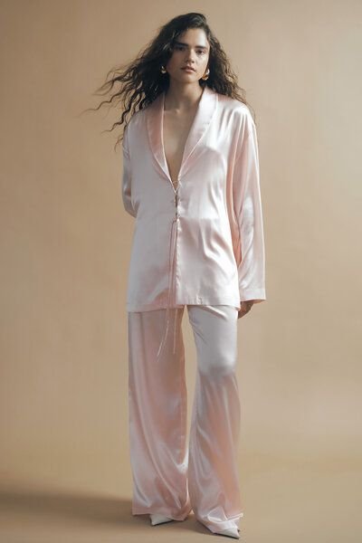 IVA RYCH Bluse aus Seide in Pyjama-Stil I Deadstock