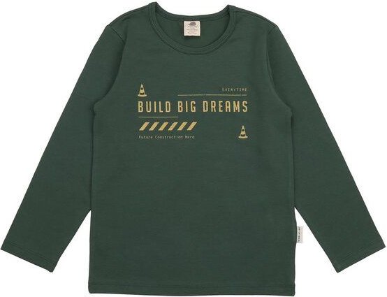 Kinder Langarmshirt GOTS zertifiziert – Bio-Baumwolle, Dunkelgrün mit Maschinen-Print | Walkiddy