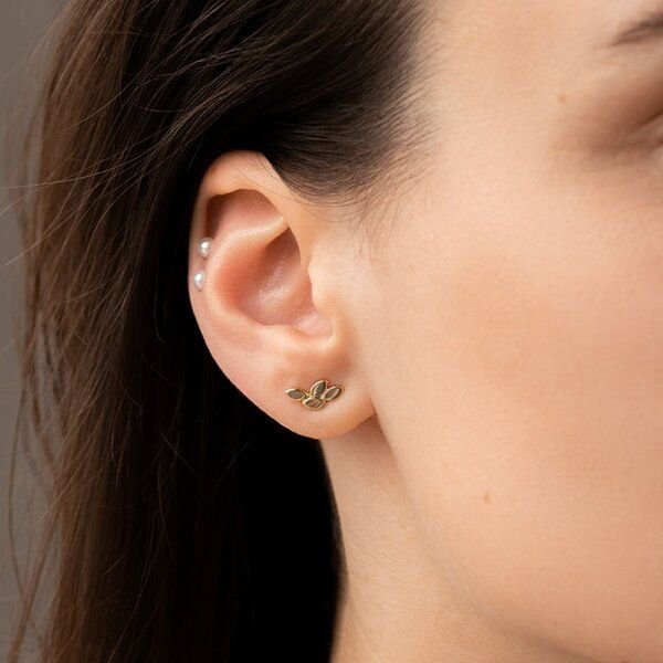 Eppi Goldene Ohrstecker mit Blättern Sintia