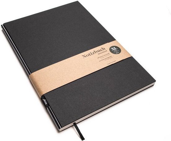 tyyp Nachhaltiges großes Design-Notizbuch (Schwarz) aus 100 % Recyclingpapier „BerlinBook“