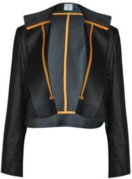 Yuna Miray taillierte Jacke, asymetrisch geschnitten, aus 100% kbt Merinowolle "The Jacket" in schwarz & anthra