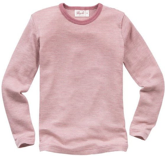 People Wear Organic Wolle Seide Langarm Shirt, rosa geringelt/ blau geringelt