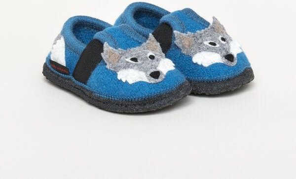 Kitz-Pichler Bobby Wolf - Kinder-Kinder-Hausschuh für Jungen & Mädchen aus 100% Schurwolle - Warme Filz-Pantoffel