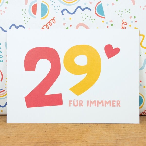 Bow & Hummingbird Postkarte "29 für IMMMER" aus Recyclingpapier