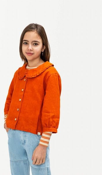 Matona Einzigartige Leinenbluse mit romantischem Rüschenkragen für Kinder / Vintage Collar Blouse