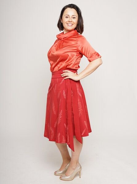 Peaces.bio - handbedruckte Biomode Wickelrock Schafgarbe in Rot