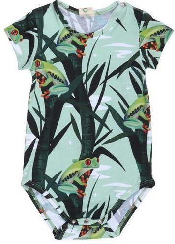 Walkiddy Kurzarm Body - Nachhaltige Red/Eyed Tree Frogs Kindermode in Grün - Umwelt- und Allergikerfreundlich – GOTS zer...
