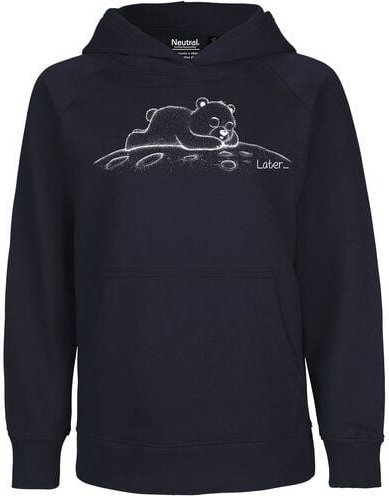 HANDGEDRUCKT "Later" Kinder-Hoody aus reiner Biobauwolle (kbA) Bär