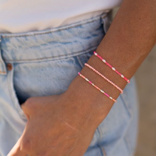 juni Sommer Perlenarmband "Pearl" in neon pink, lila, gelb oder golden