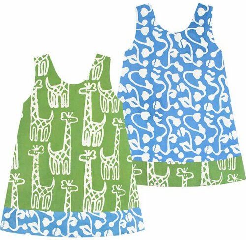 Global Mamas Baby Bio Wendekleid REVERSIBLE - Patchwork/Giraffe/Chicken