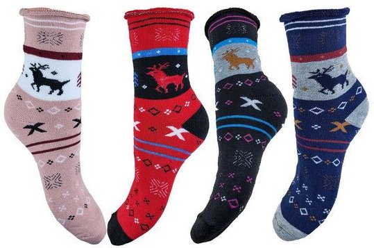 Bruno Barella Winter Thermo Socken mit Hirschmotiv in 4-er Pack