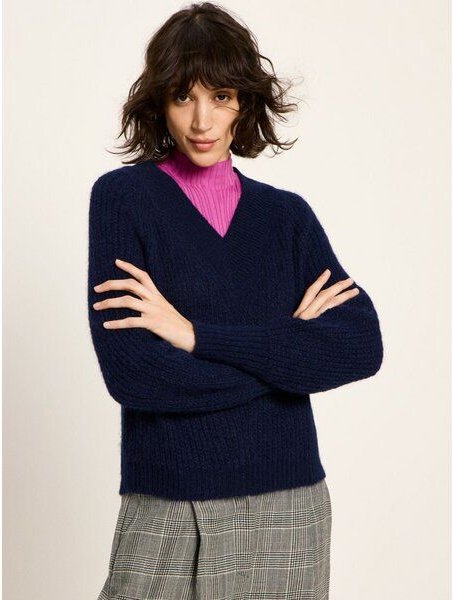 LANIUS Pullover mit V-Ausschnitt aus Bio-Alpakawolle