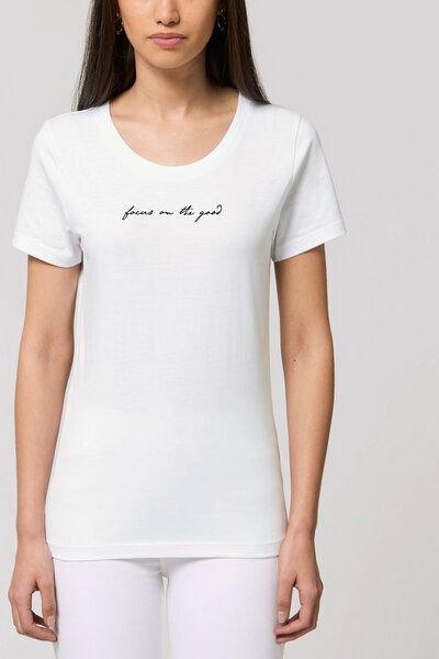 Human Family Bio Damen Rundhals-T-Shirt "Focus on the good" aus Bio-Baumwolle