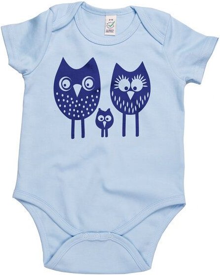 HANDGEDRUCKT "drei Eulen" Baby Body
