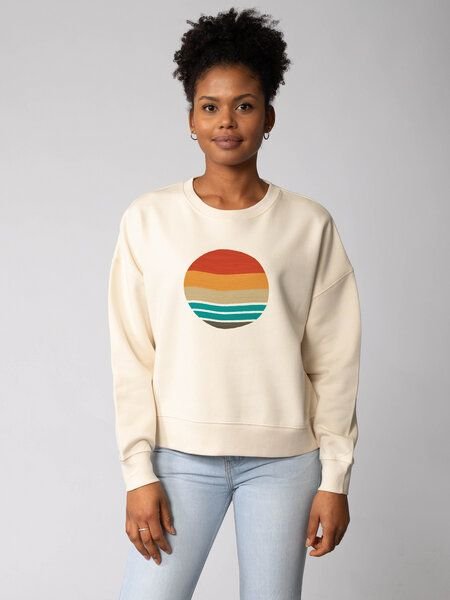 watapparel Sweatshirt Frauen Retro Sunset Ocean