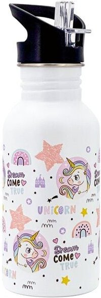 Dora's Retro Edelstahlflasche "Einhorn" 500ml einwandig mit Push Pull