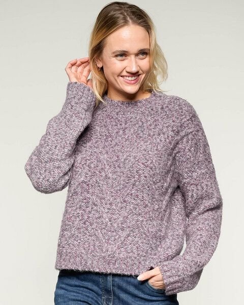 Thumbnail - Alma & Lovis Multicolor Pullover mit Zopfmuster im Alpaka-Mix | Fancy Turtleneck