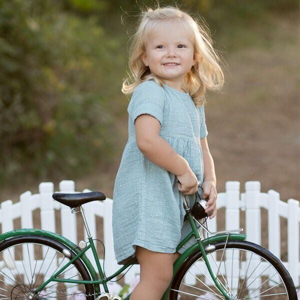 OrganicEra Kurzärmeliges Bio-Musselin-Kleid mit Glitzer