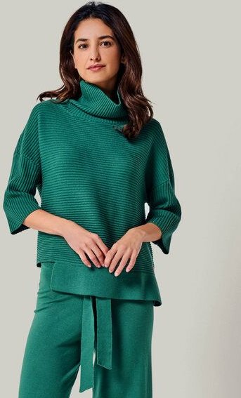YOU LOOK PERFECT 100% Merino asymmetrischer Rollkragen-Strickpullover "Bailey"