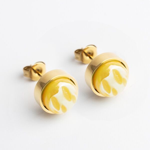 ALEXASCHA Edelstahl Ohrstecker mit Glasstein | Gold