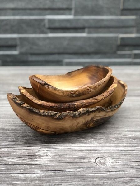 Olivenholz erleben 3erSet Schale rustikal KNABBERSCHALEN