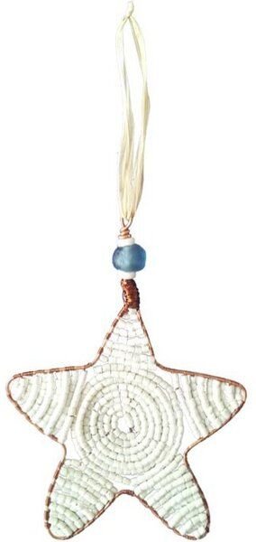 Global Mamas Upcycling Christbaumschmuck - Weihnachtsstern - S/L - Rainbow/Weiß/Rot - Weihnachten - Geschenkdeko - Wei...