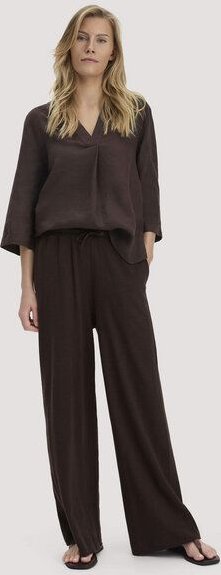 hessnatur Jersey Hose Wide Leg Relaxed aus reiner Bio-Baumwolle mit Leinen