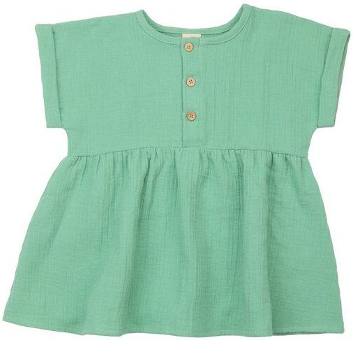 Mädchen Bluse GOTS zertifiziert, Bio-Baumwolle, mintgrün, „Raspberries“, weich, Kurzarm, Raffung – Walkiddy