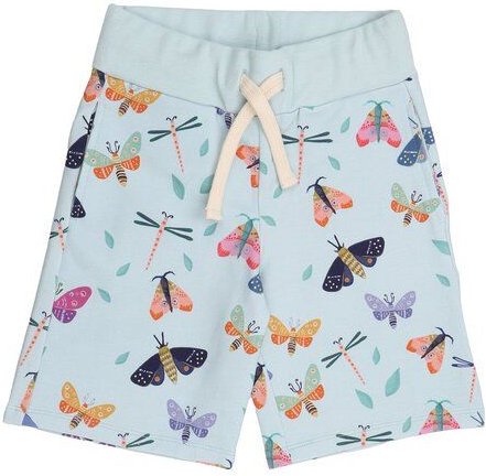 Kinder Shorts GOTS-zertifiziert aus Bio-Baumwolle hellblau mit Schmetterlings-Muster – Walkiddy