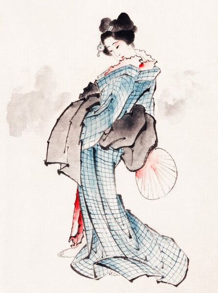 Photocircle Poster / Leinwandbild - Woman in Kimono by Katsushika Hokusai